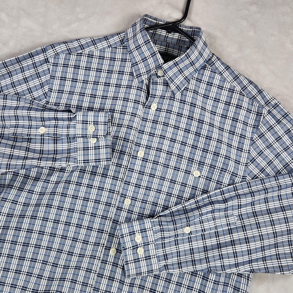 Orvis Shirt Mens Medium Blue Plaid Long Sleeve Button Down Cotton Casual